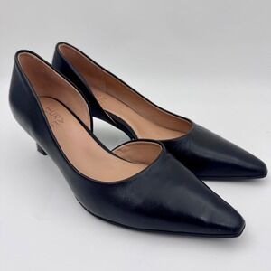 Naturalizer Dalary Black Leather Pointed Toe Kitten Heel Pumps 8M Womens